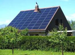 house with solar panels on its pitched roof