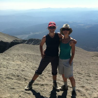 With Colleen on left, atop Mt. St. Helens Alison and Colleen atop Mt St Helens