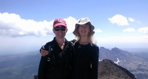 At the summit of South Sister, we feel elated. But we still have the second half of the hike ahead of us.